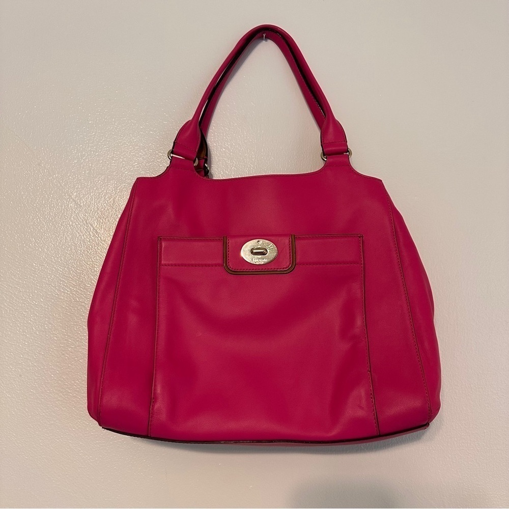 Kate Spade Hampton Road Turn Lock Shoulder Tote Purse Bag Hot Pink